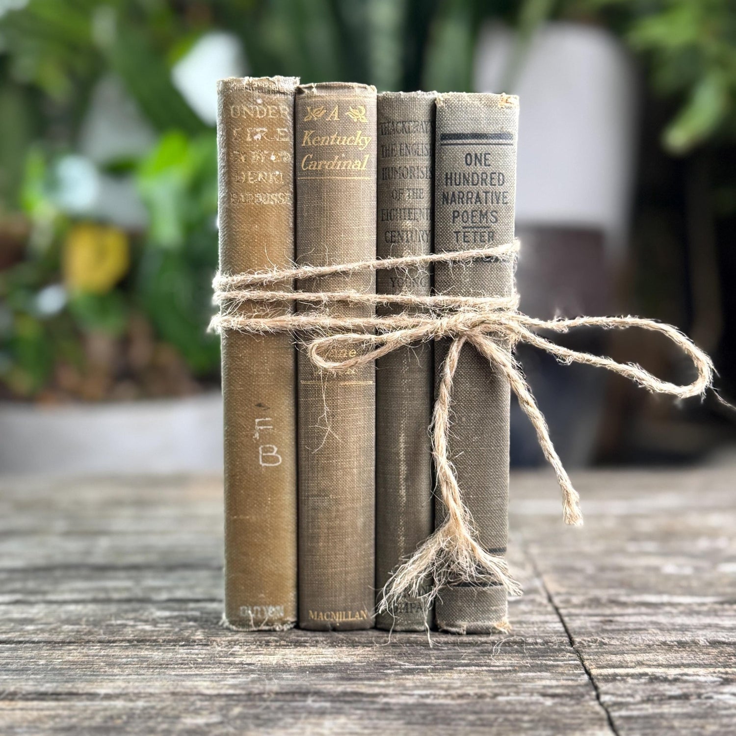 Small Antique Green Book Bundle of Classic Literature - Pretty Old Books