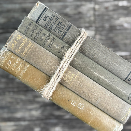 Small Antique Green Book Bundle of Classic Literature - Pretty Old Books