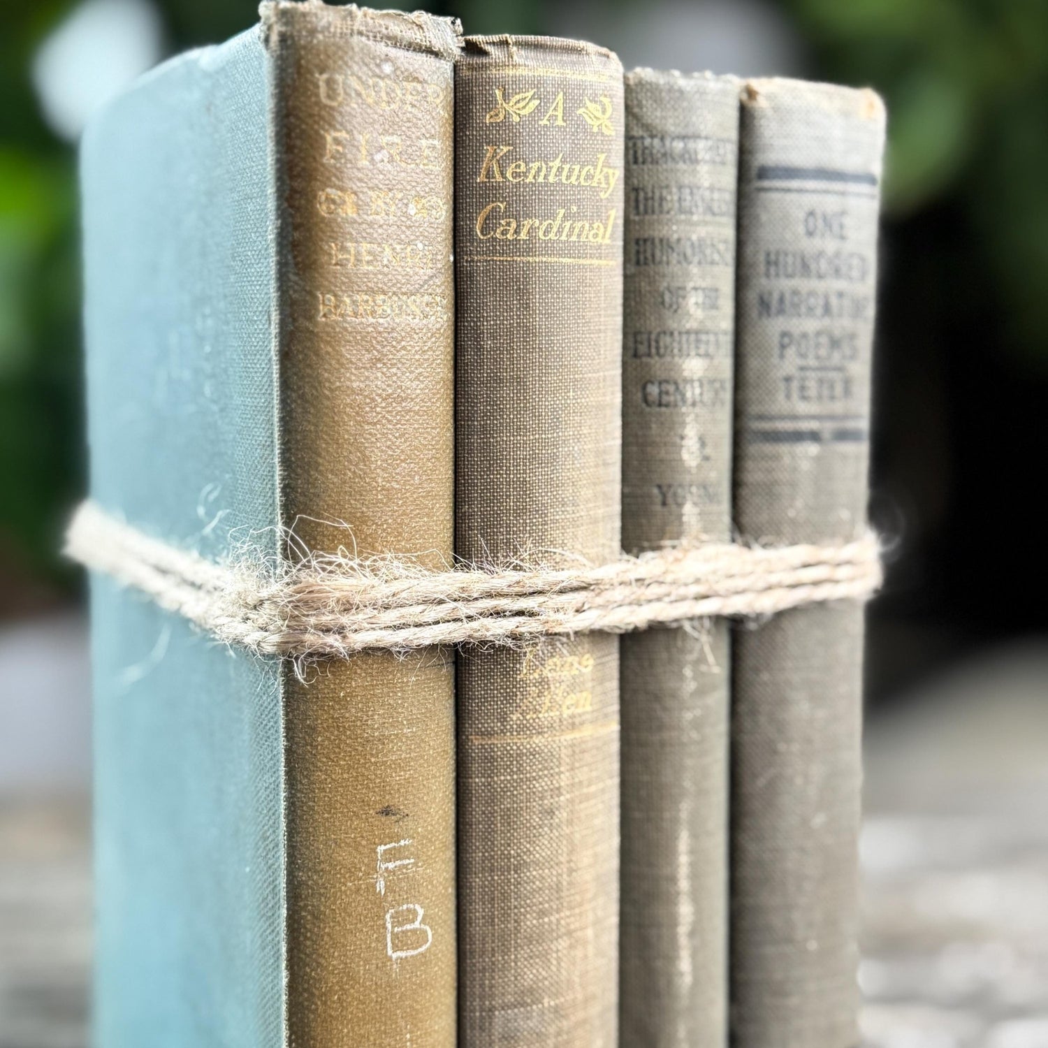 Small Antique Green Book Bundle of Classic Literature - Pretty Old Books