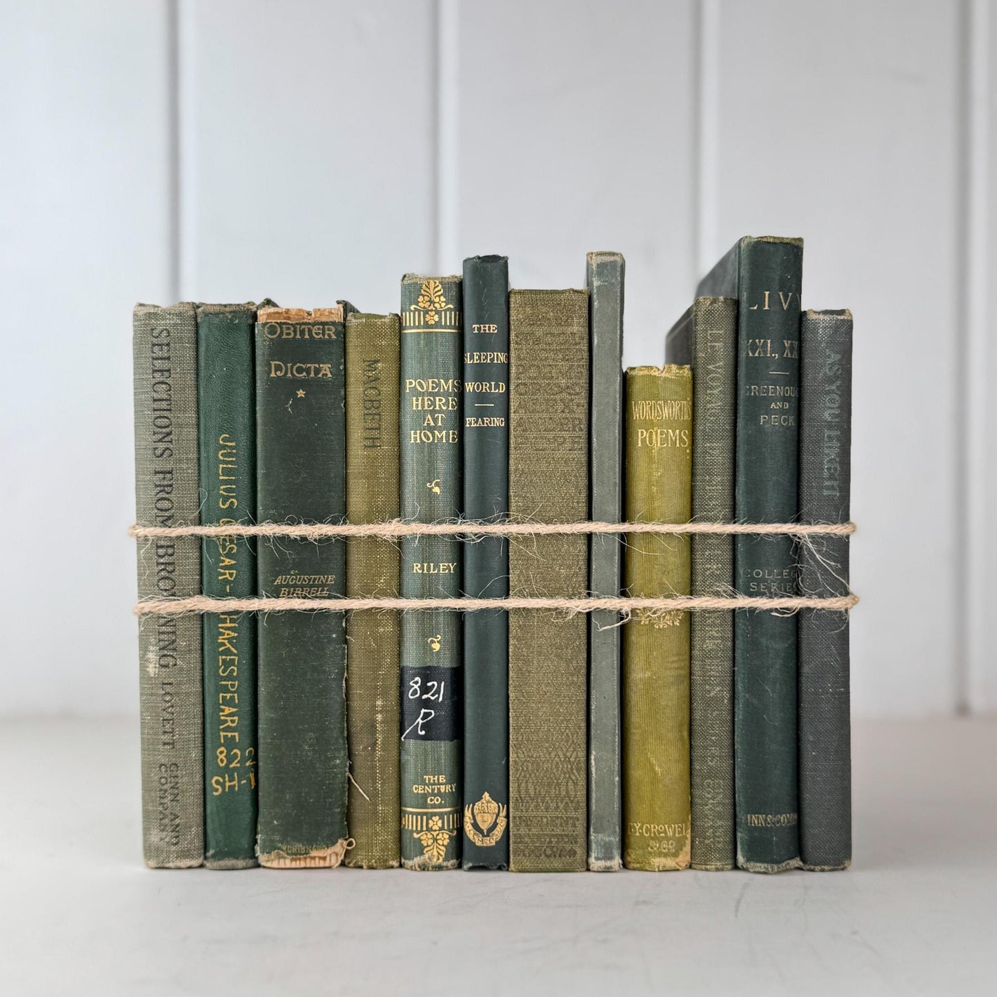 Small Antique Green Book Bundle of Shakespeare, Classics, Poetry - Pretty Old Books