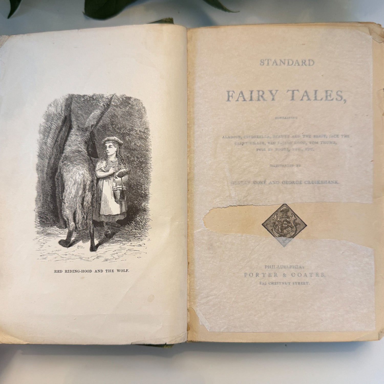 Standard Fairy Tales, Illustrated by Gustav Dore, 1800s, Ornate Hardcover - Pretty Old Books
