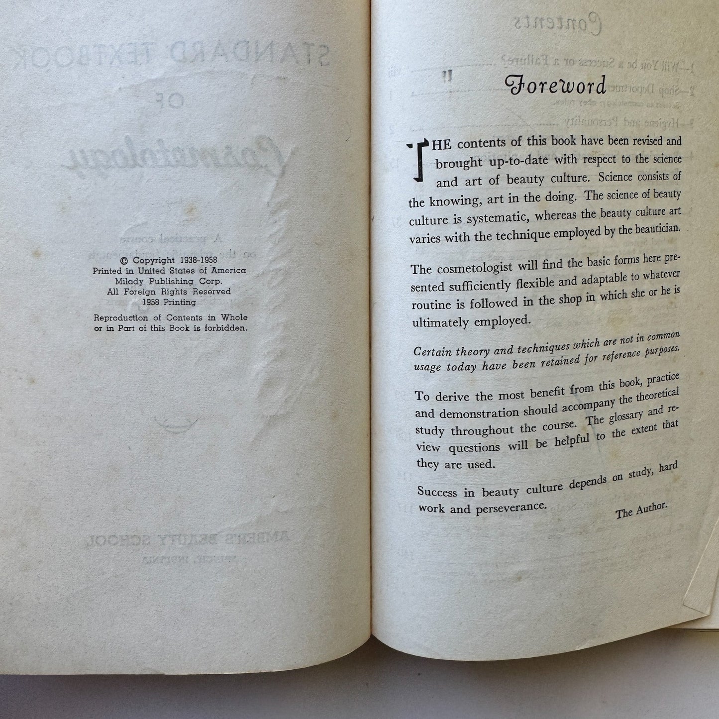 Standard Textbook of Cosmetology, Retro Mid Century 1958 Hardcover School Book - Pretty Old Books