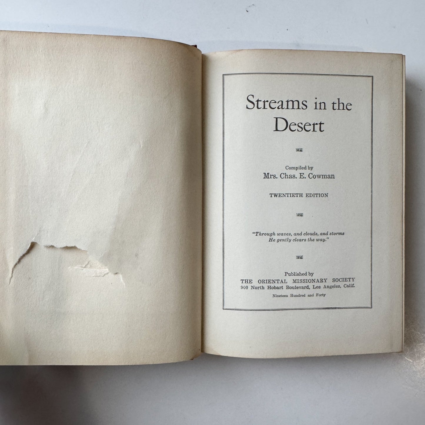 Streams in the Desert, Vintage Daily Devotional, 20th Printing, 1940, Hardcover - Pretty Old Books