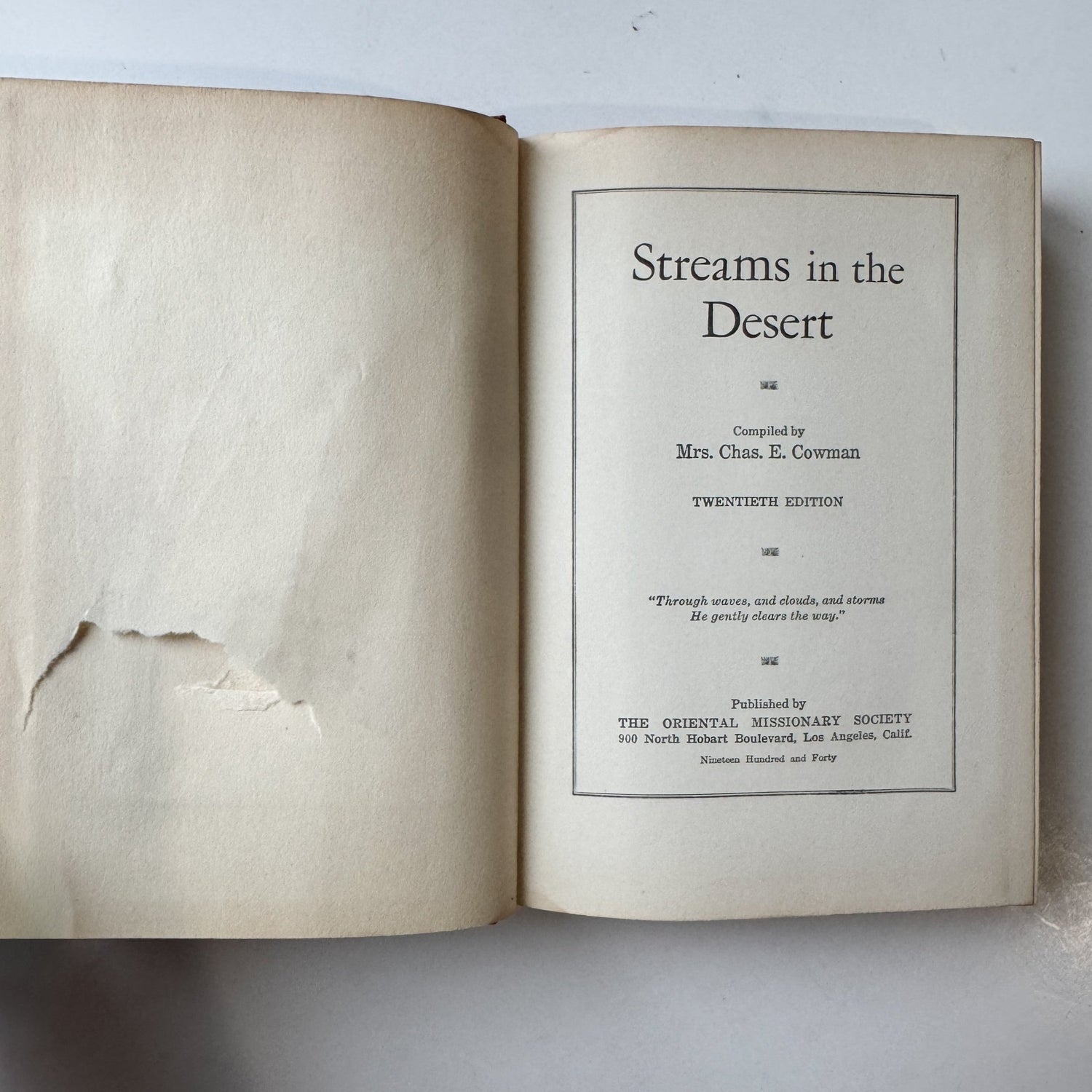 Streams in the Desert, Vintage Daily Devotional, 20th Printing, 1940, Hardcover - Pretty Old Books