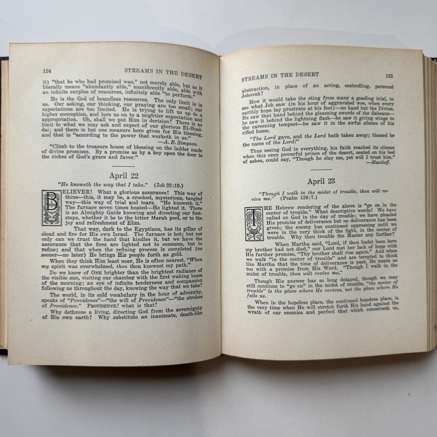 Streams in the Desert, Vintage Daily Devotional, 20th Printing, 1940, Hardcover - Pretty Old Books