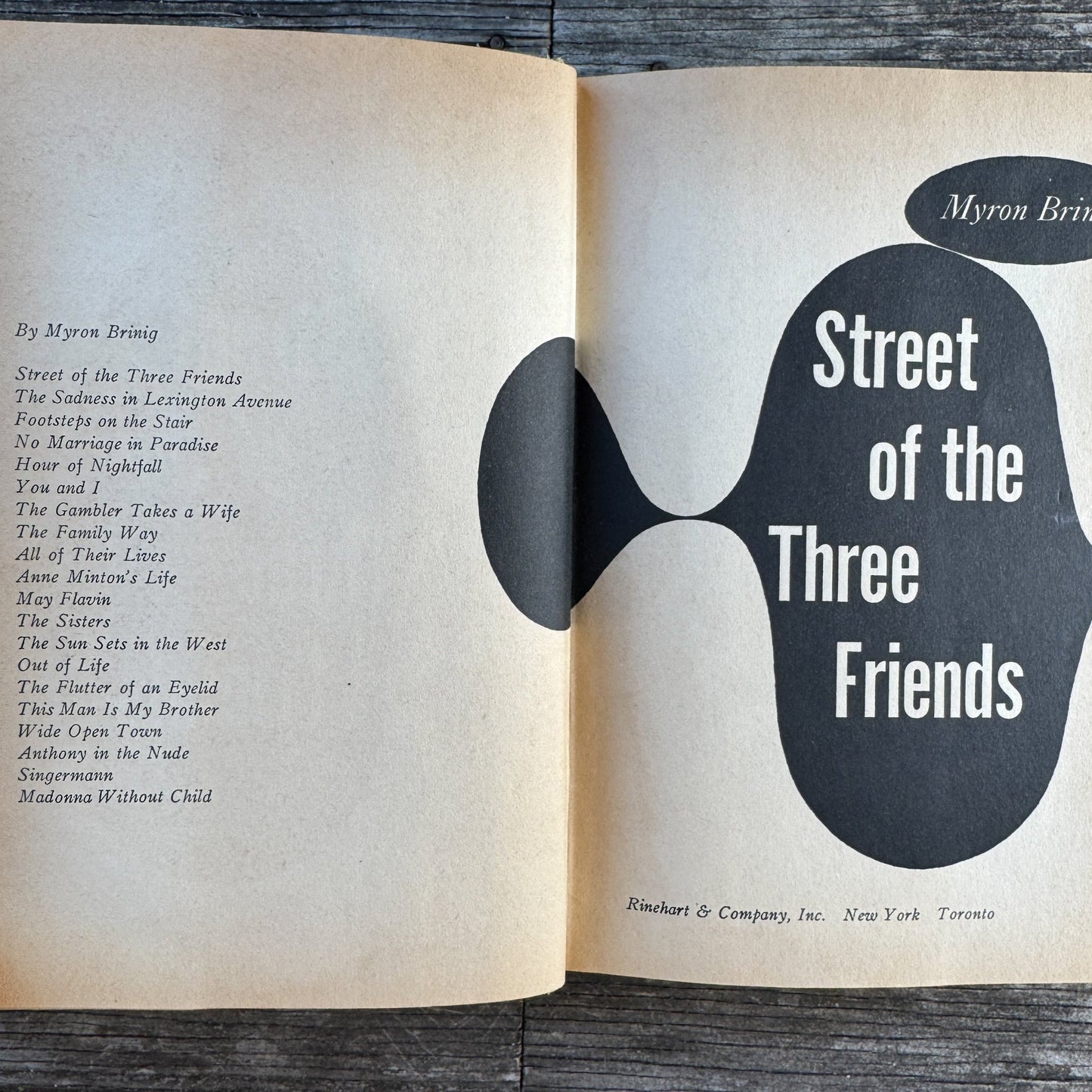 Street of the Three Friends, Myron Brinig, 1953 - Pretty Old Books