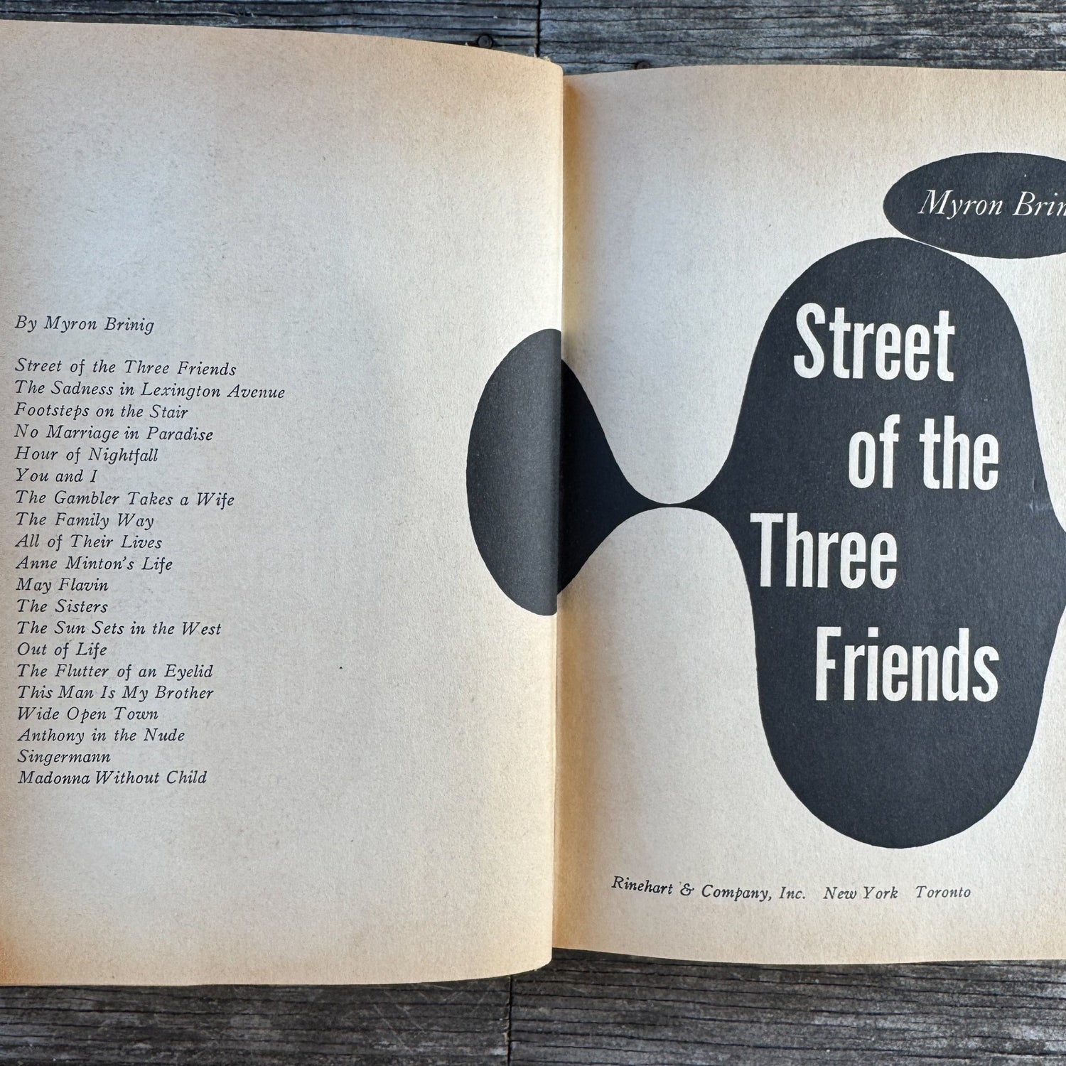 Street of the Three Friends, Myron Brinig, 1953 - Pretty Old Books