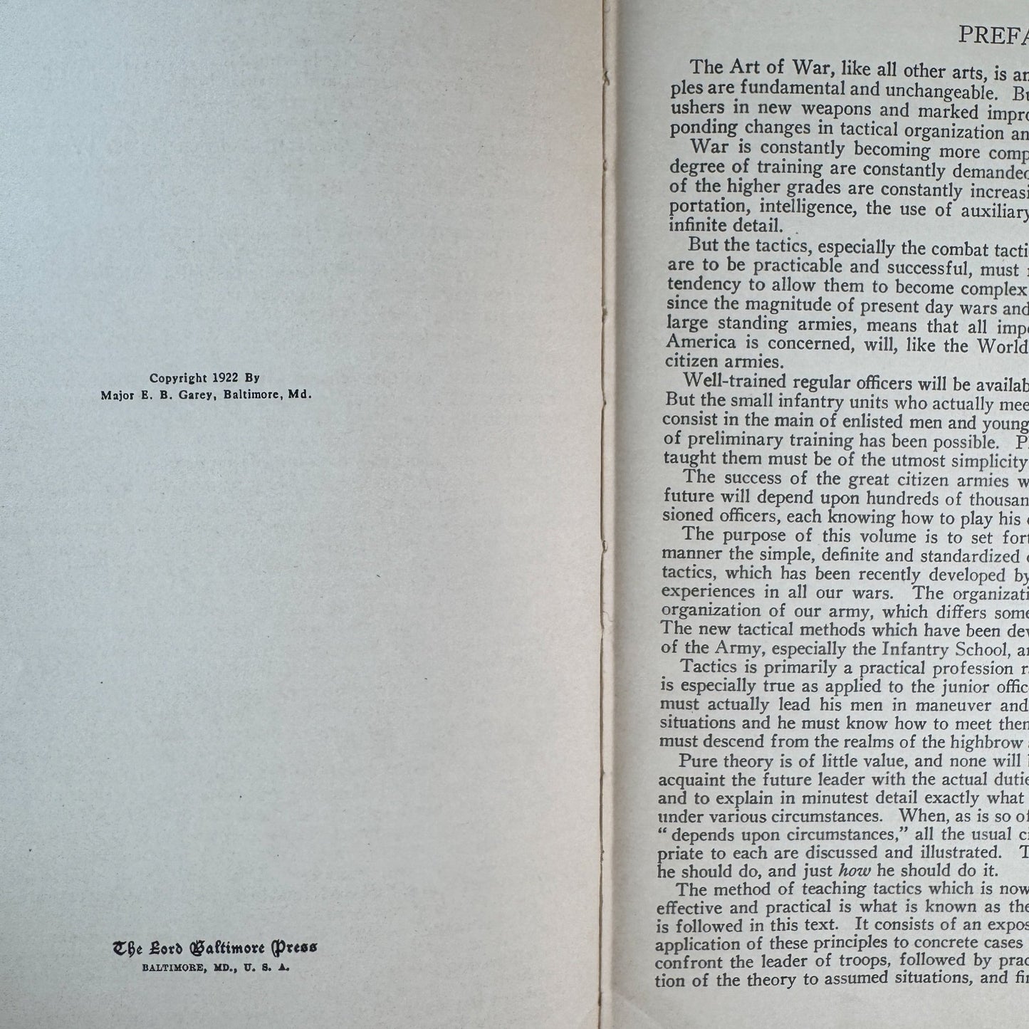 Tactics: The Practical Art of Leading Troops in War, 1922 First Edition - Pretty Old Books