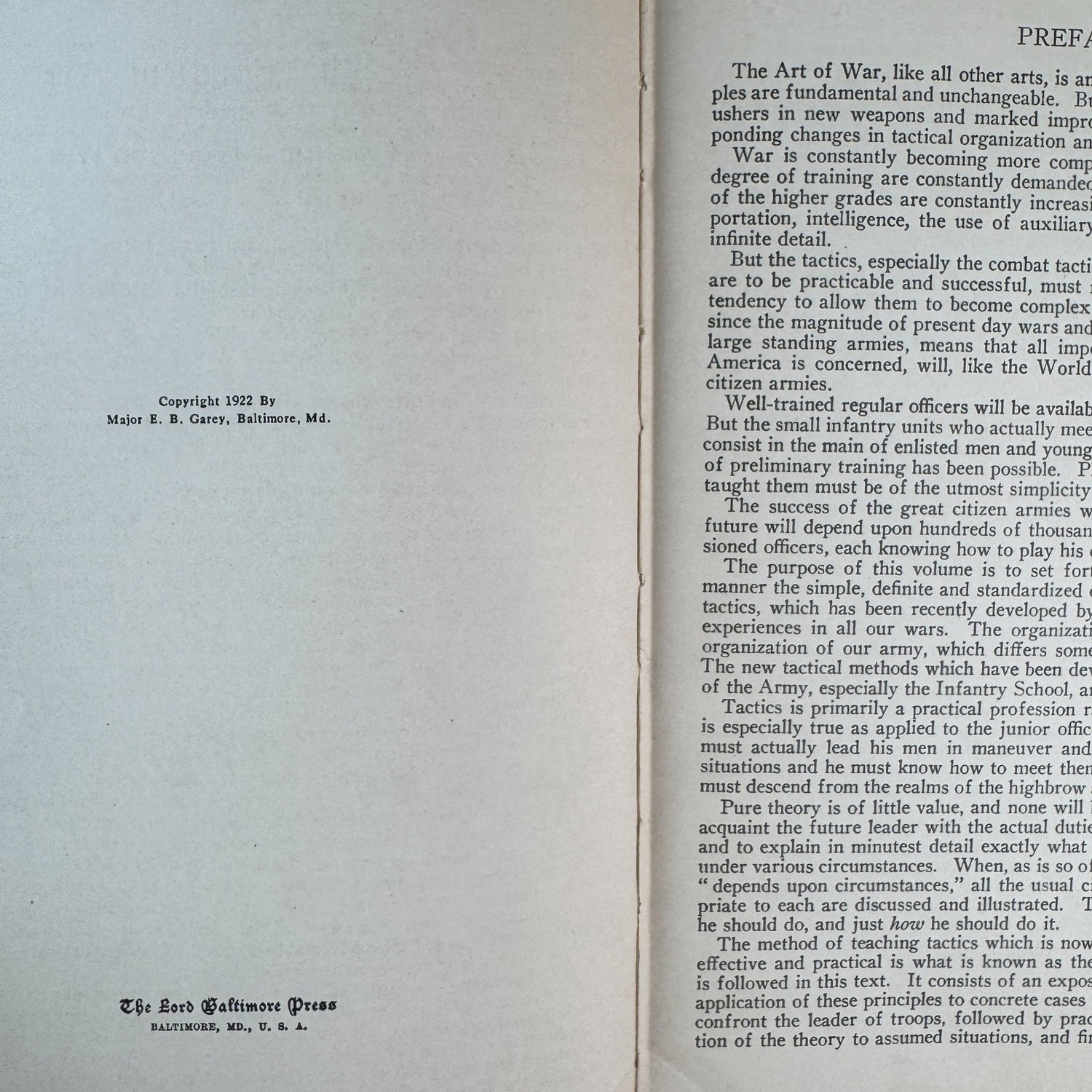 Tactics: The Practical Art of Leading Troops in War, 1922 First Edition - Pretty Old Books