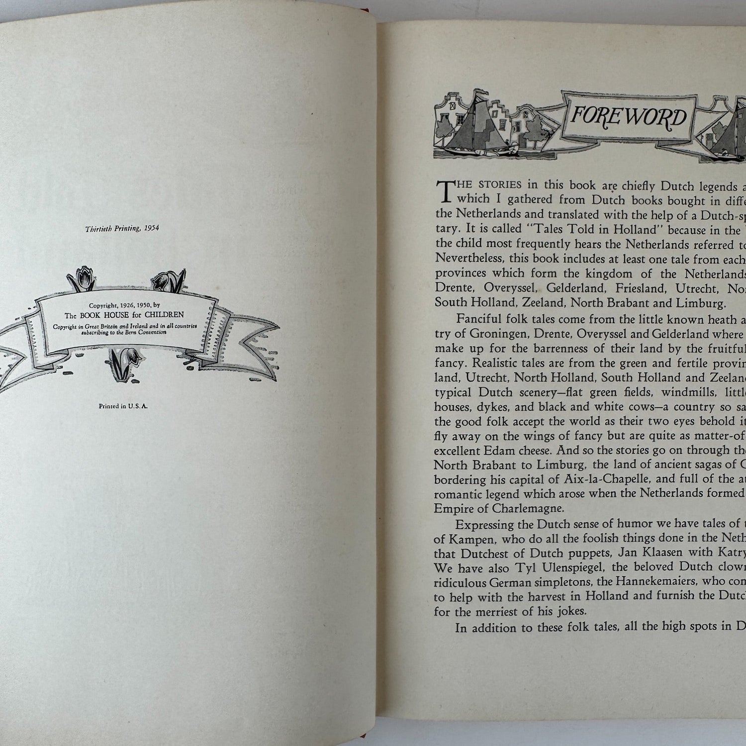 Tales Told in Holland, Olive Beaupré Miller, Maud & Miska Petersham, 1954, My Travelship Series - Pretty Old Books