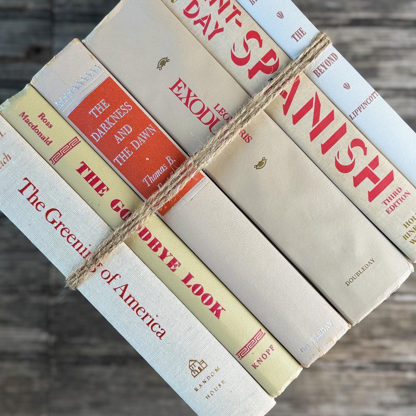 Tan and Red Masculine Retro Books for Decor - Pretty Old Books