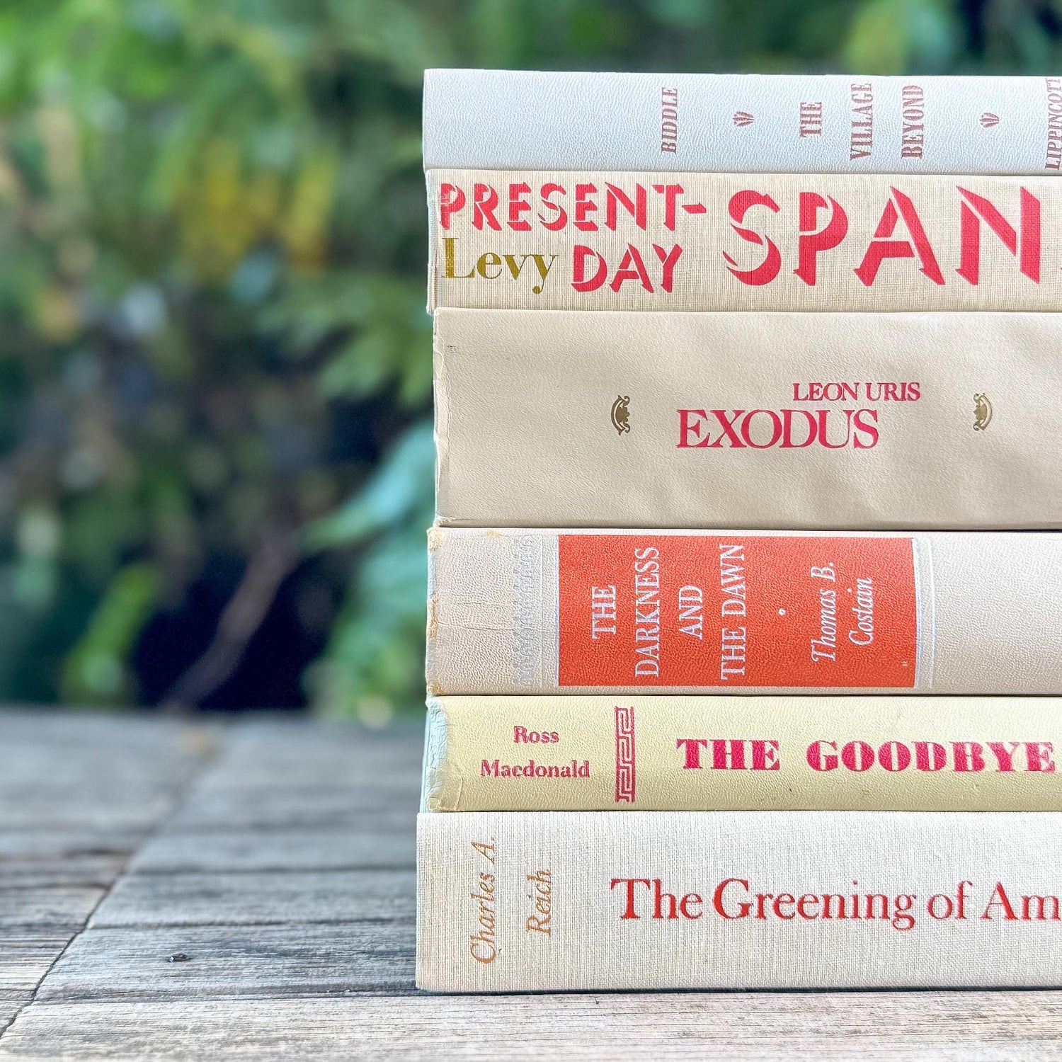 Tan and Red Masculine Retro Books for Decor - Pretty Old Books