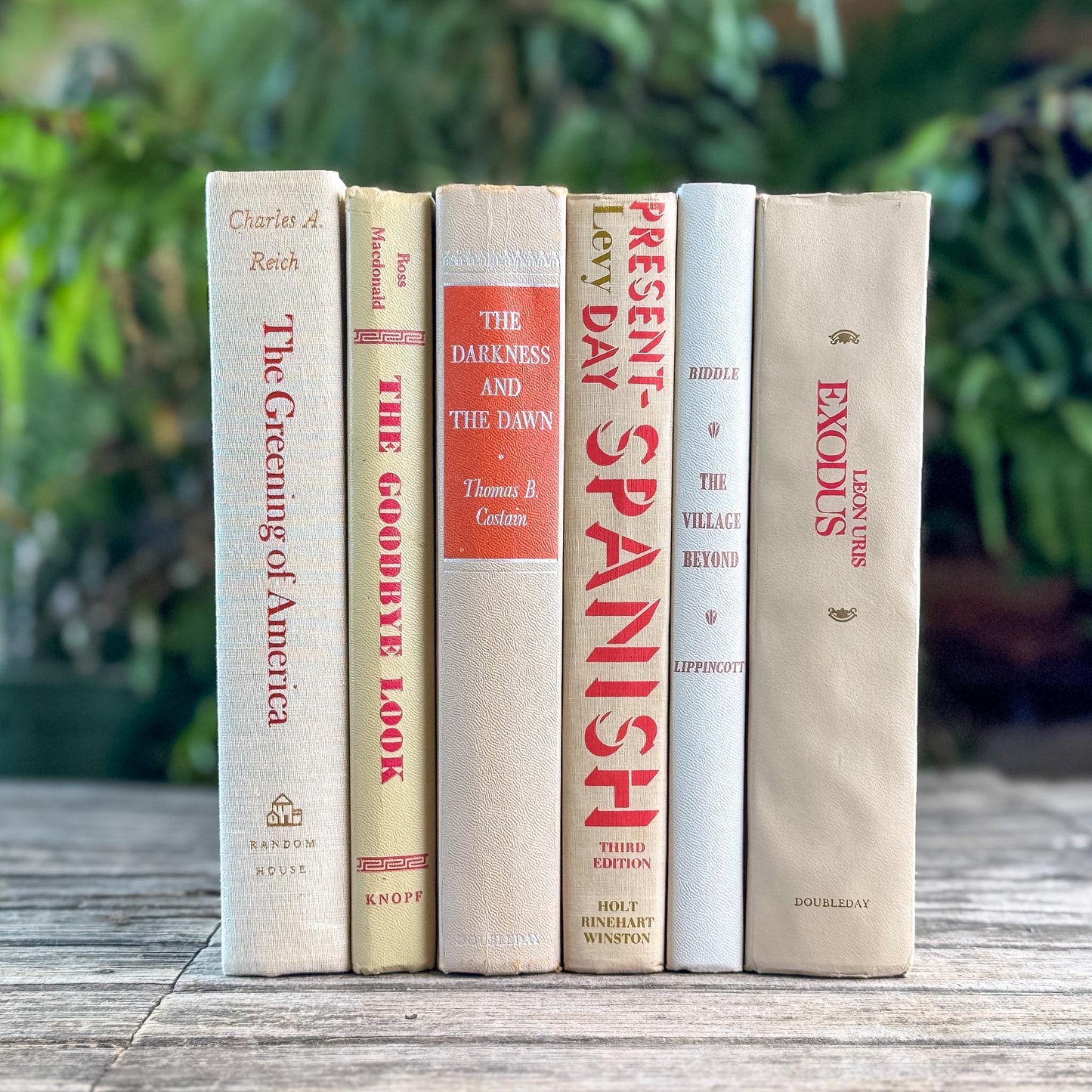 Tan and Red Masculine Retro Books for Decor - Pretty Old Books