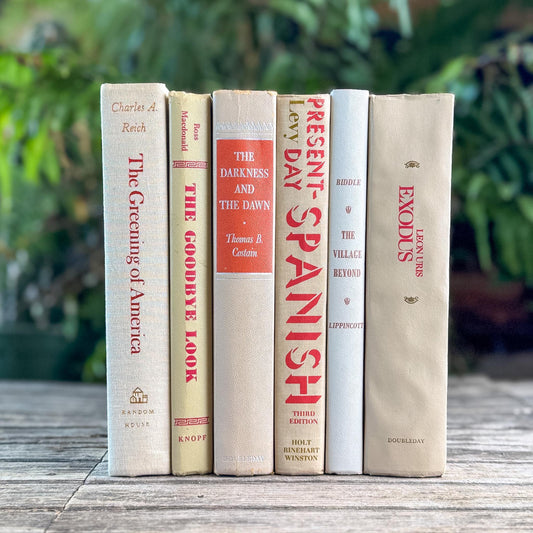 Tan and Red Masculine Retro Books for Decor - Pretty Old Books