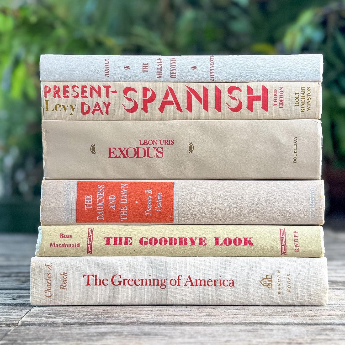 Tan and Red Masculine Retro Books for Decor - Pretty Old Books
