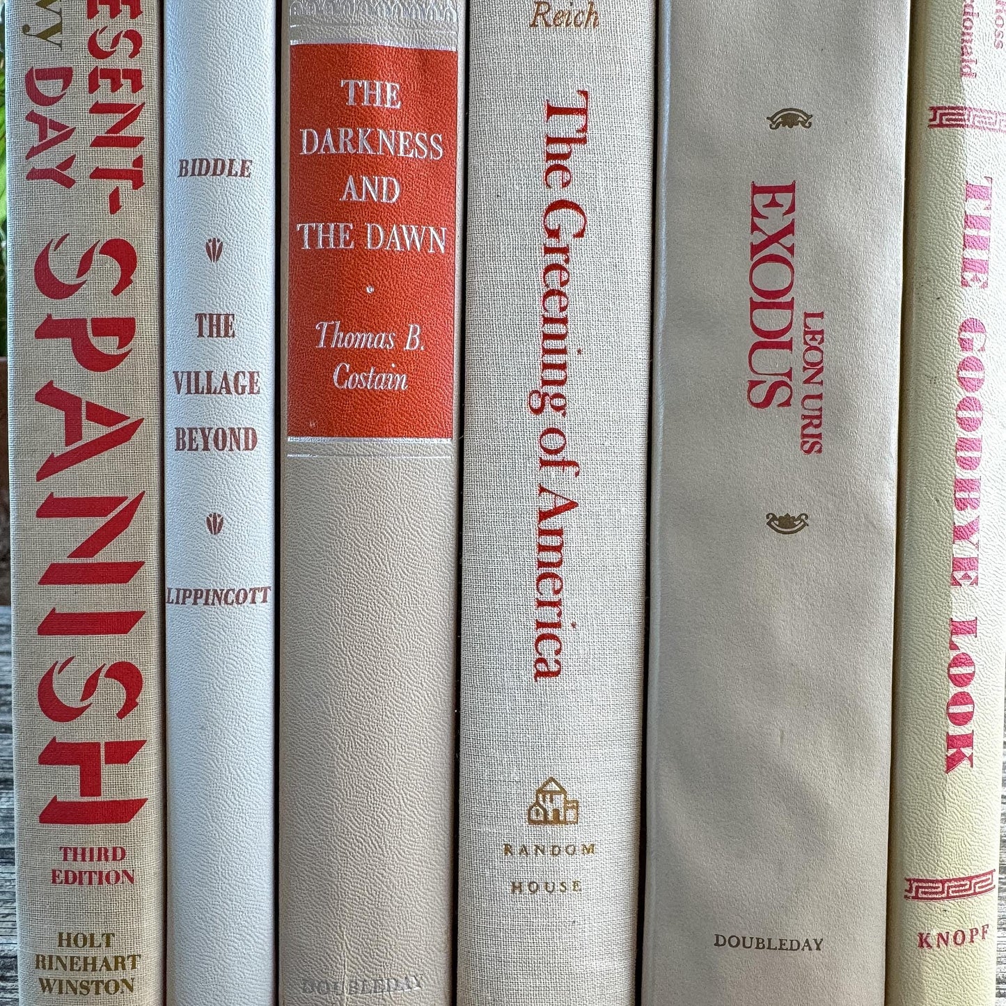 Tan and Red Masculine Retro Books for Decor - Pretty Old Books