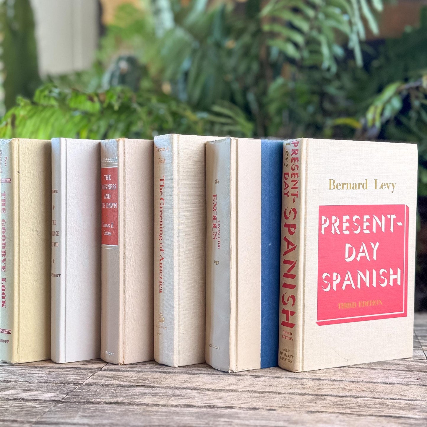 Tan and Red Masculine Retro Books for Decor - Pretty Old Books