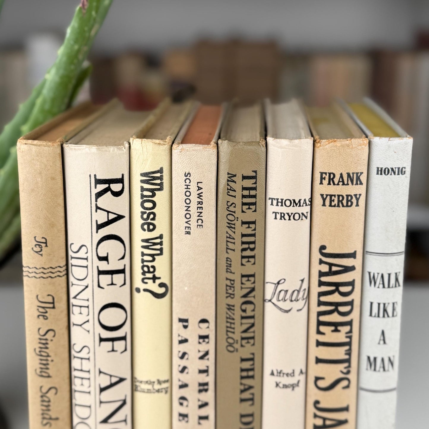 Taupe, Gray, and Beige Vintage Retro Decorative Books for Masculine Neutral Shelf Styling - Pretty Old Books