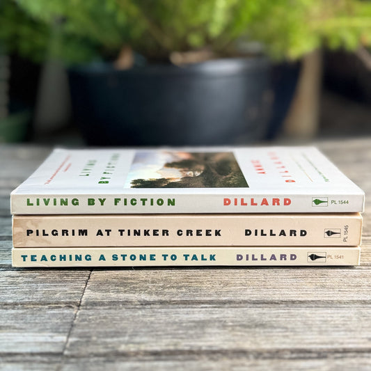 Teaching a Stone to Talk, Pilgrim at Tinker Creek, and Living by Fiction, Annie Dillard, 1988, First Harper Colophon Editions, Set of 3 - Pretty Old Books