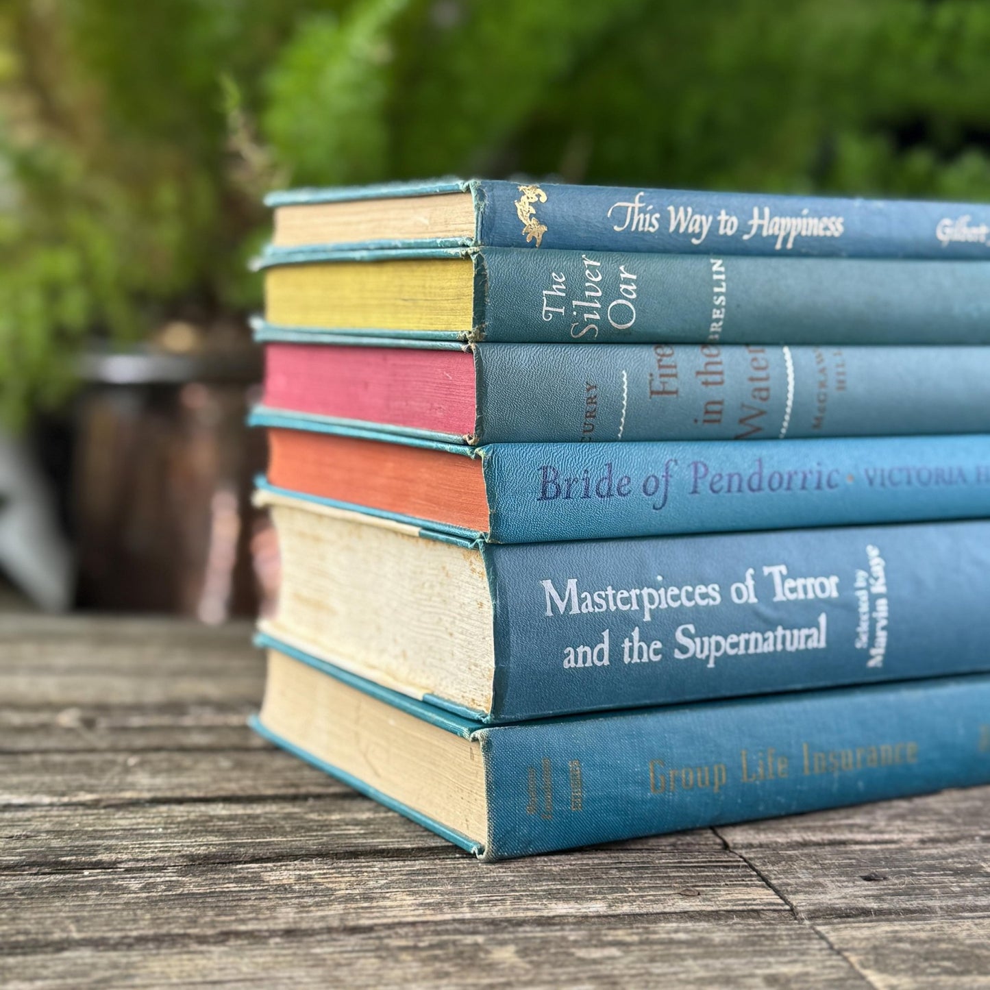 Teal And Aqua Vintage Book Bundle for Shelf Styling and Decorating - Pretty Old Books