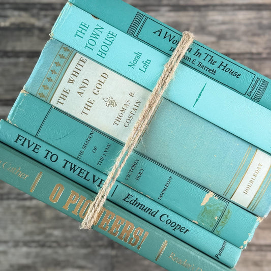 Teal and Mint Mid Century Modern Book Set - Pretty Old Books