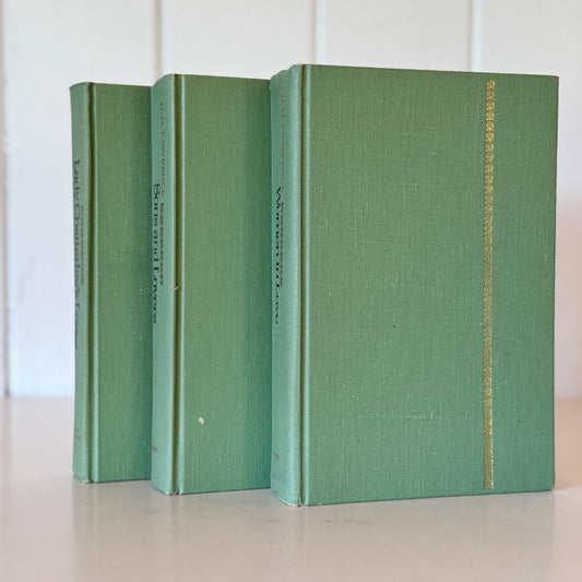 Teal Spring Green Vintage Mid - Century D.H. Lawrence Books for Shelf Styling - Pretty Old Books