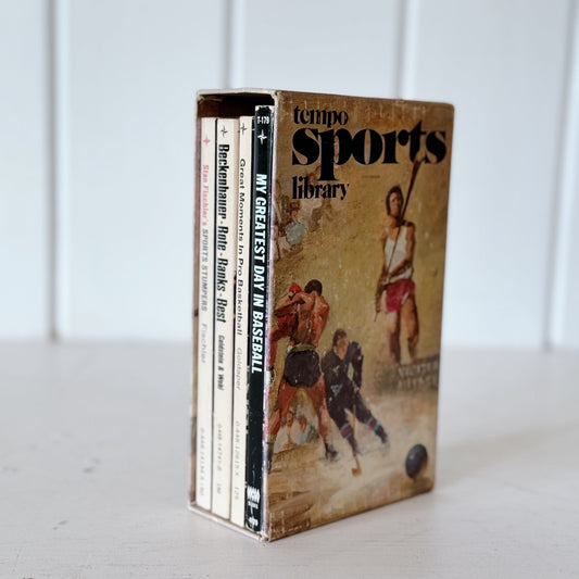 Tempo Sports Library Slipcased Book Set, 1977 Paperback Soccer, Basketball, Baseball - Pretty Old Books