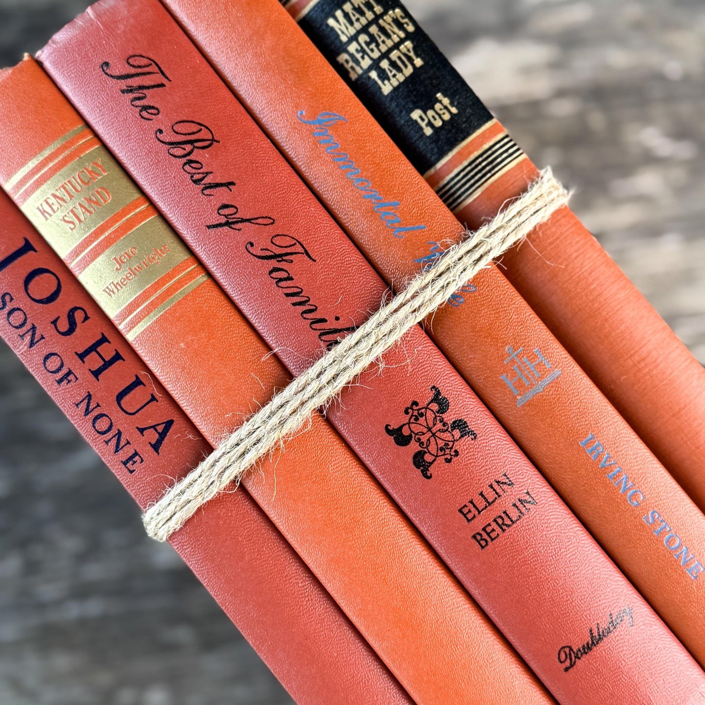 Terra Cotta Mid Century Decorative Books for Shelf Styling - Pretty Old Books