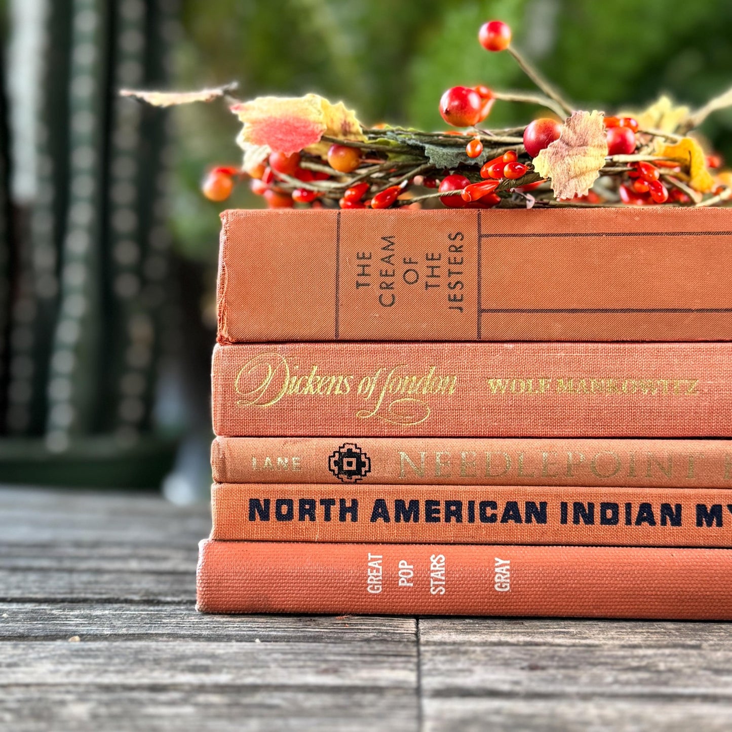 Terra Cotta Orange Decorative Vintage Coffee Table Book Set - Pretty Old Books