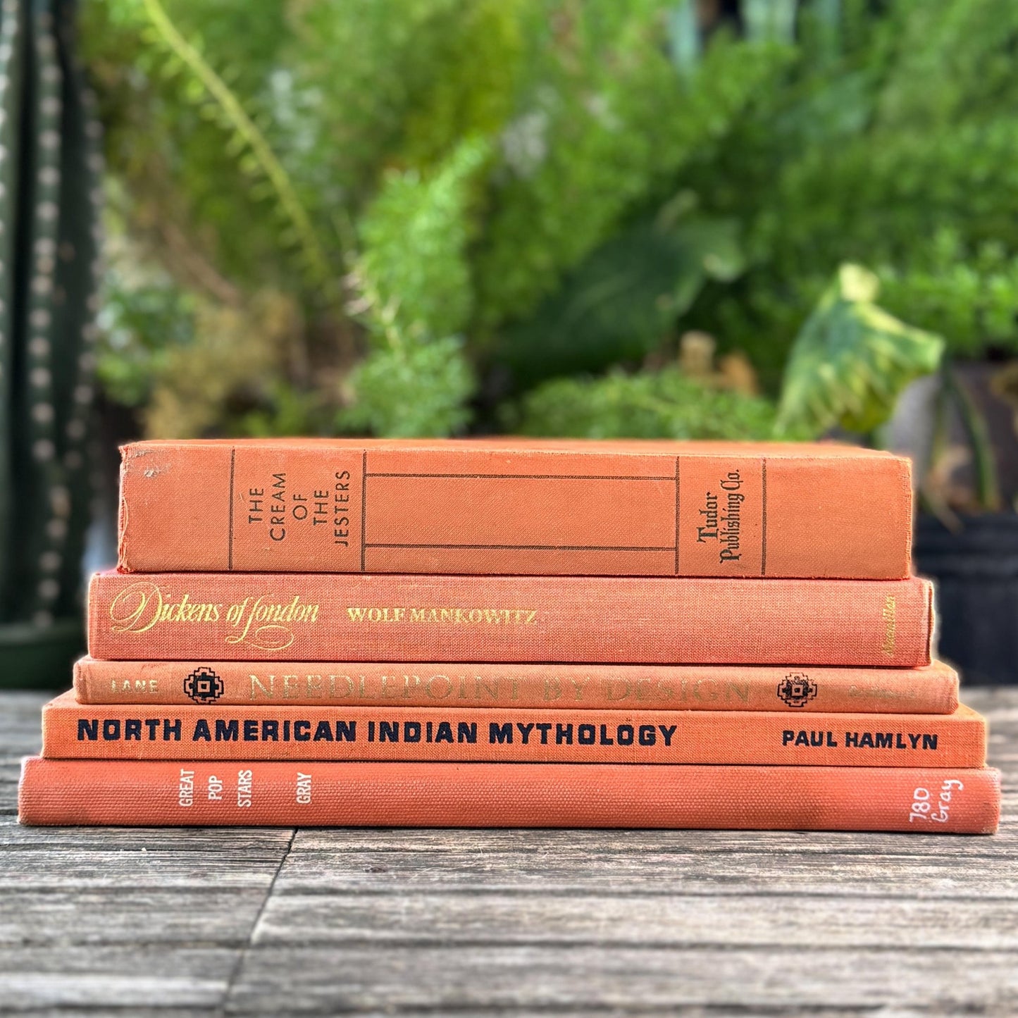 Terra Cotta Orange Decorative Vintage Coffee Table Book Set - Pretty Old Books