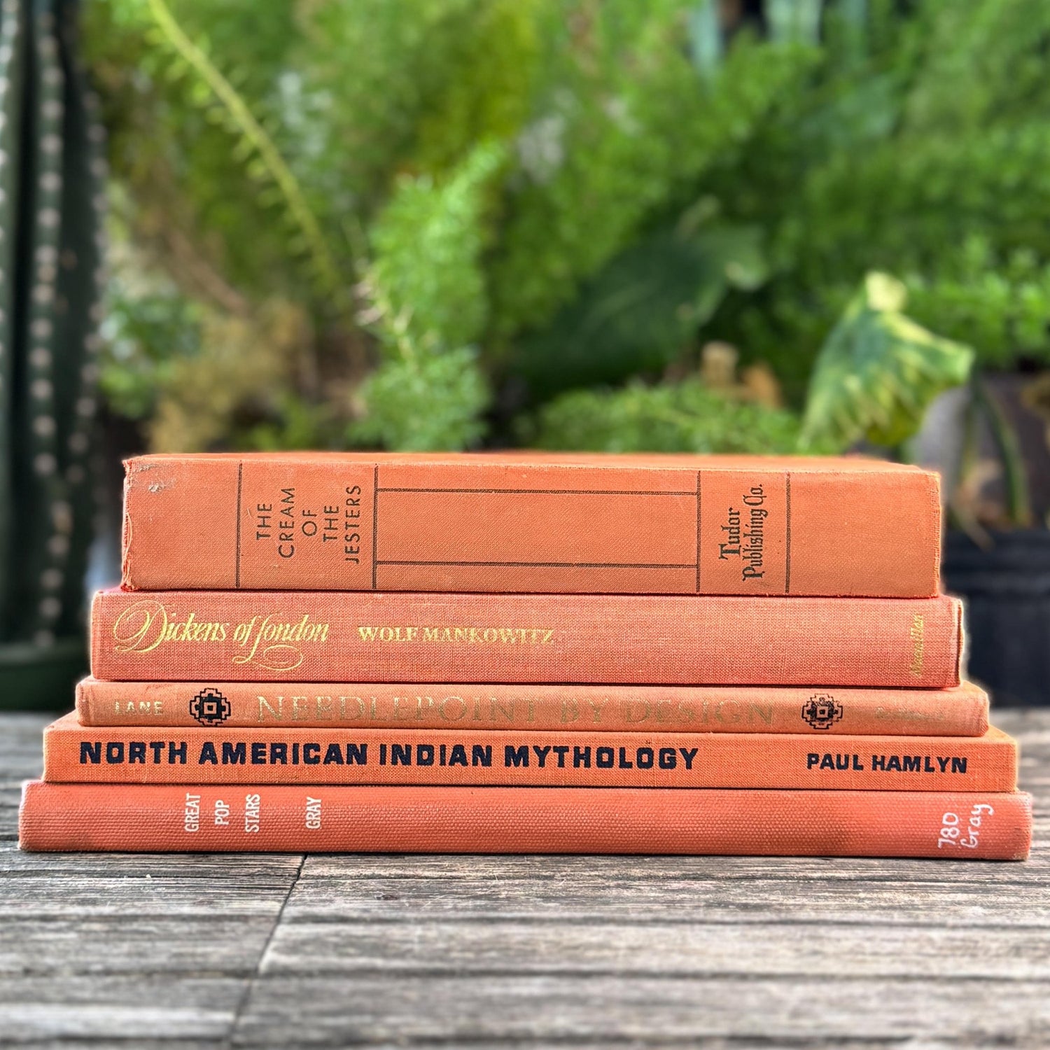 Terra Cotta Orange Decorative Vintage Coffee Table Book Set - Pretty Old Books
