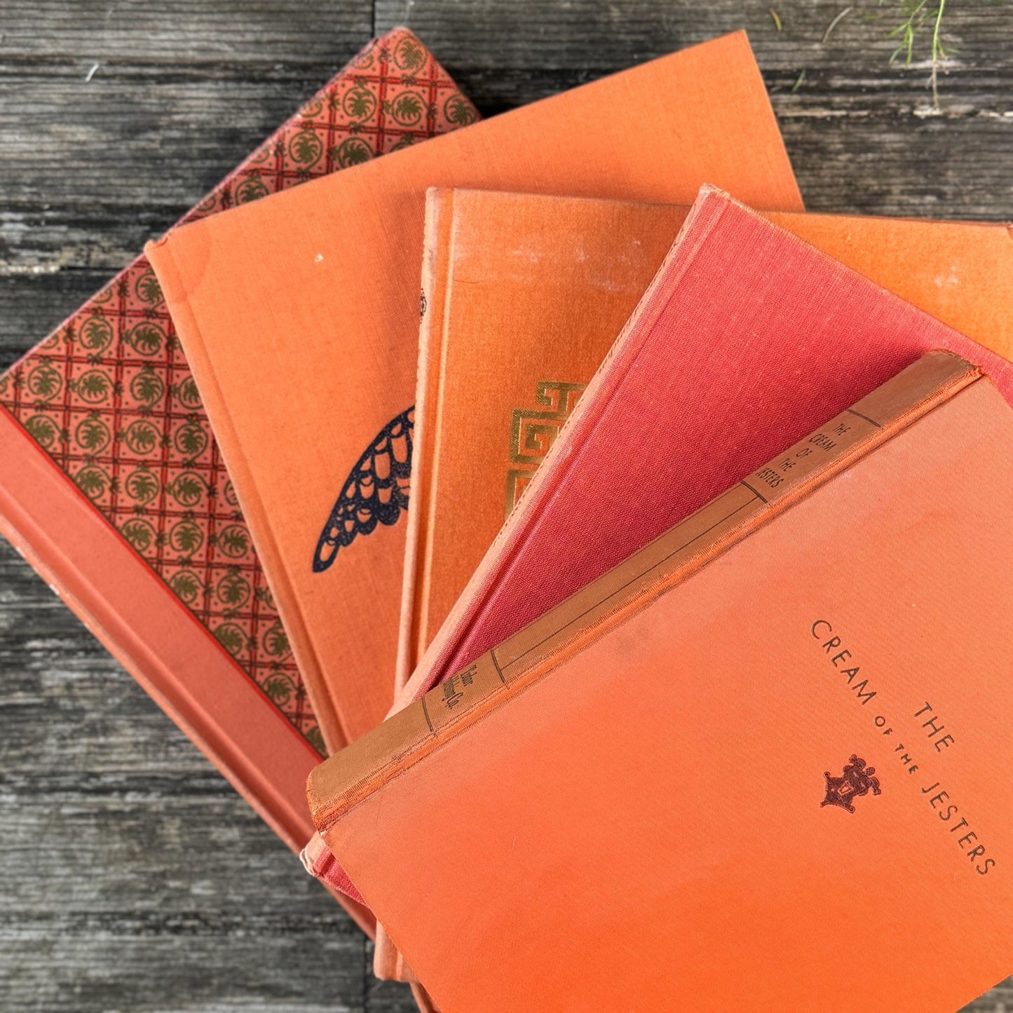 Terra Cotta Orange Decorative Vintage Coffee Table Book Set - Pretty Old Books