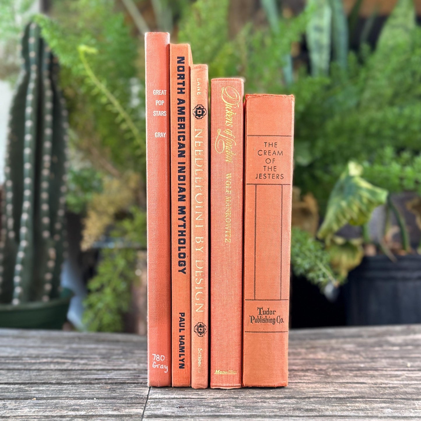 Terra Cotta Orange Decorative Vintage Coffee Table Book Set - Pretty Old Books
