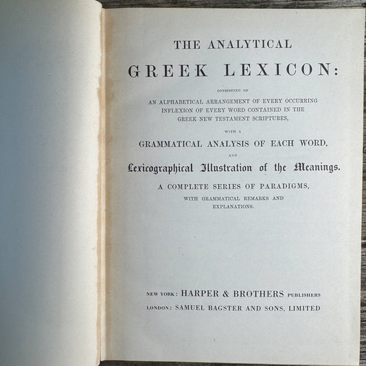 The Analytical Greek Lexicon - Pretty Old Books