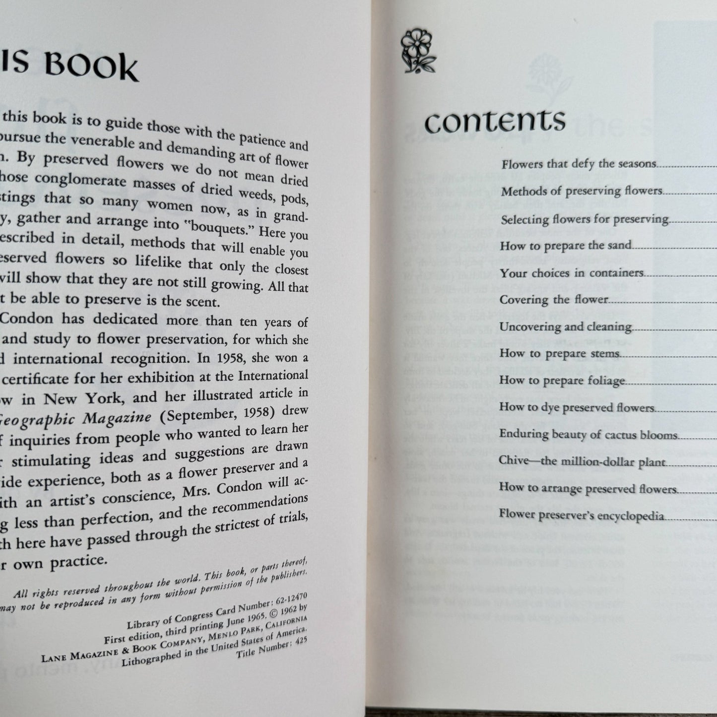 The Art of Flower Preservation, Sunset Magazine, 1962 - Pretty Old Books