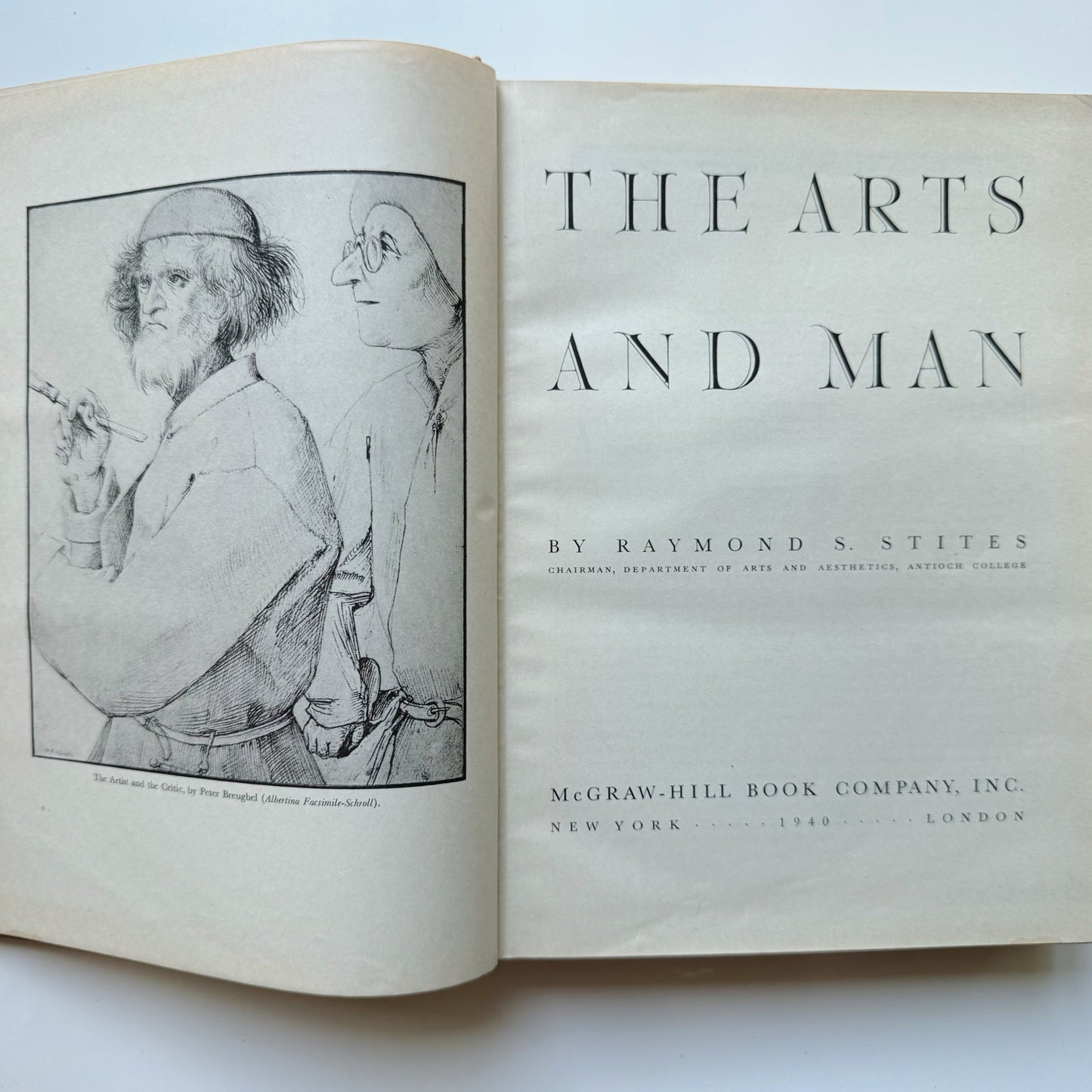 The Arts and Man, 1940, Raymond Stites, Fine Art History Hardcover - Pretty Old Books