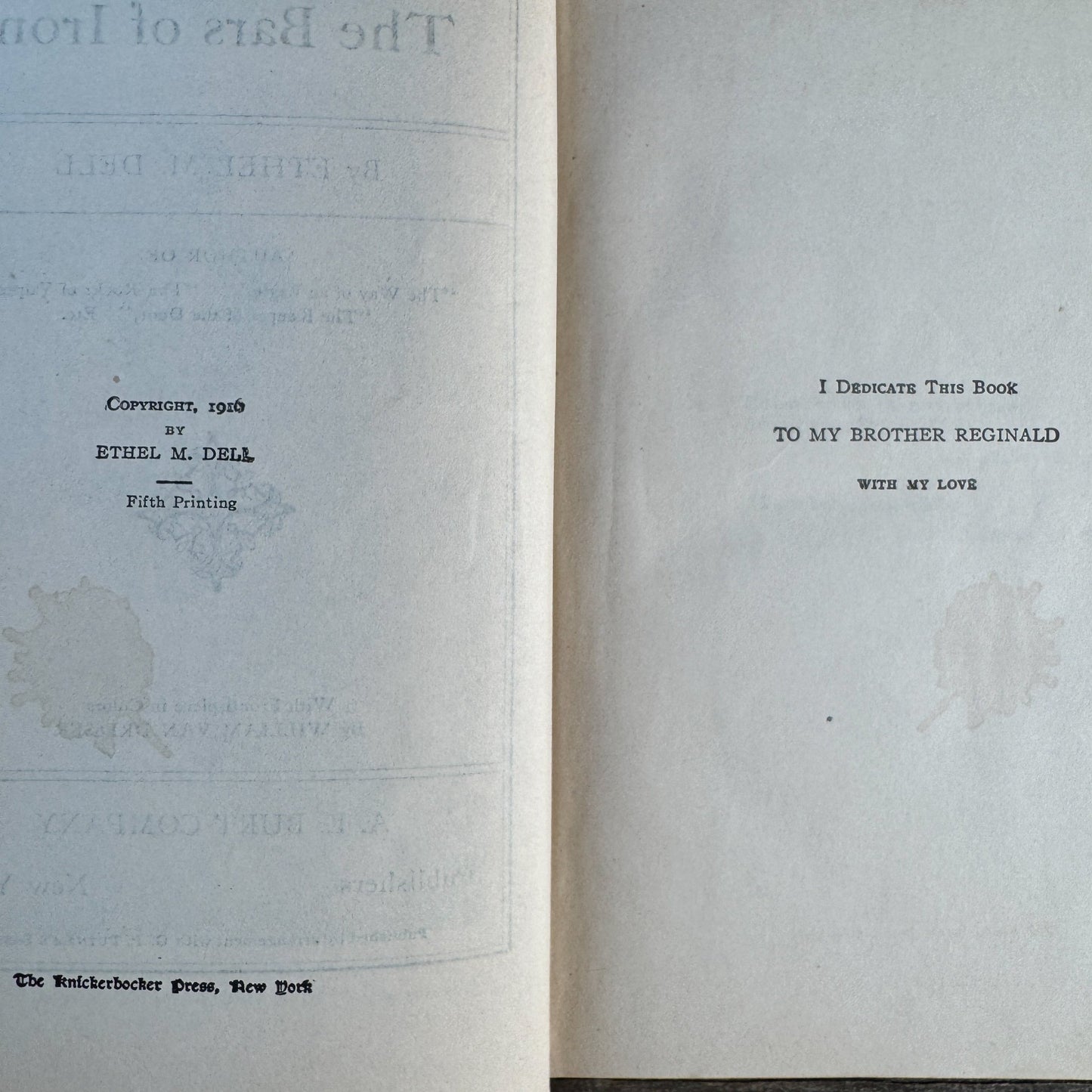 The Bars of Iron, Ethel M. Dell, 1916, A. L. Burt Company Hardcover - Pretty Old Books