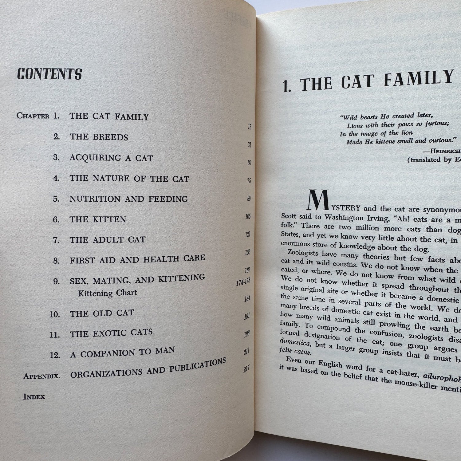 The Basic Book of the Cat, 1963, William H.A. Carr - Pretty Old Books