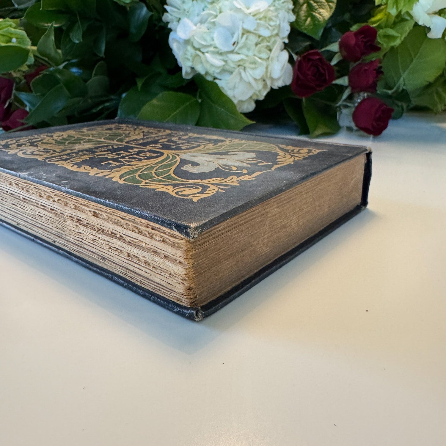 The Blue Flower, Henry Van Dyke, 1924, Navy Blue Ornate Floral Hardcover - Pretty Old Books