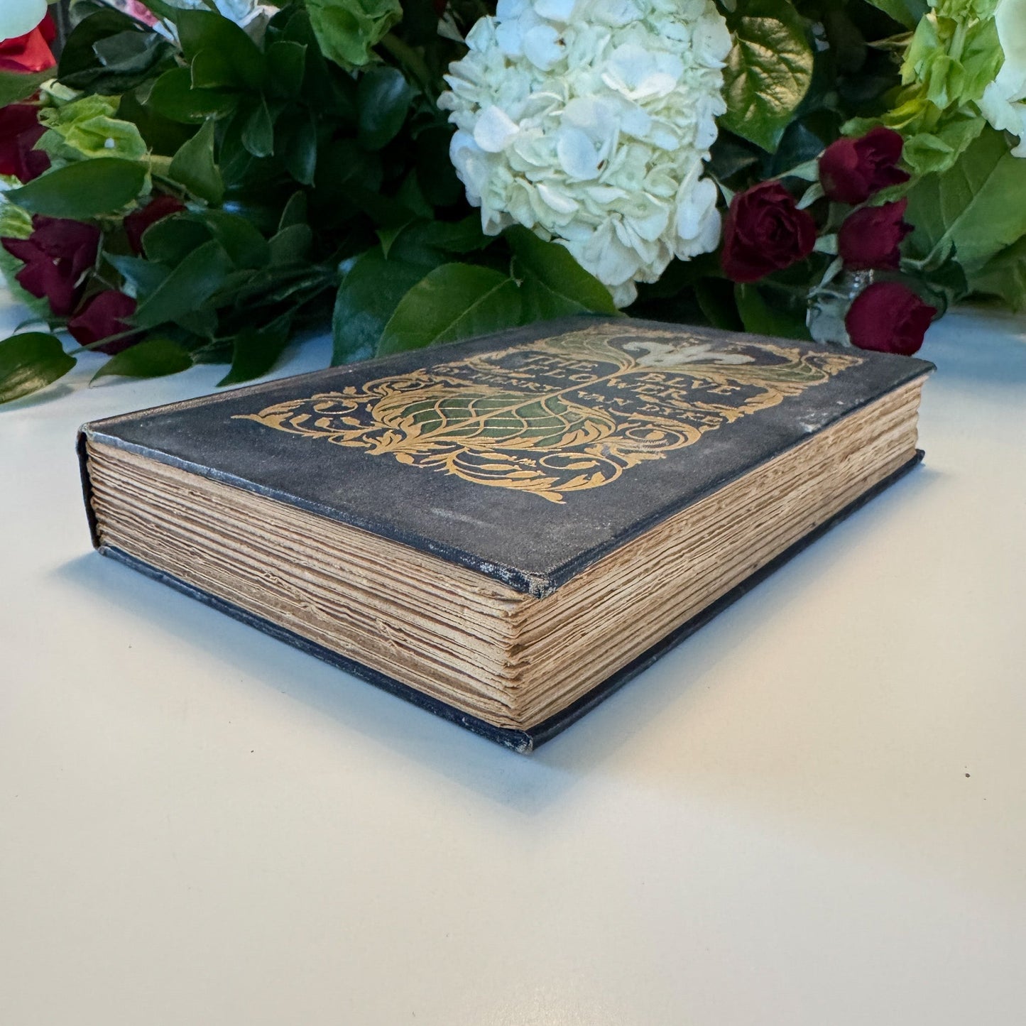 The Blue Flower, Henry Van Dyke, 1924, Navy Blue Ornate Floral Hardcover - Pretty Old Books