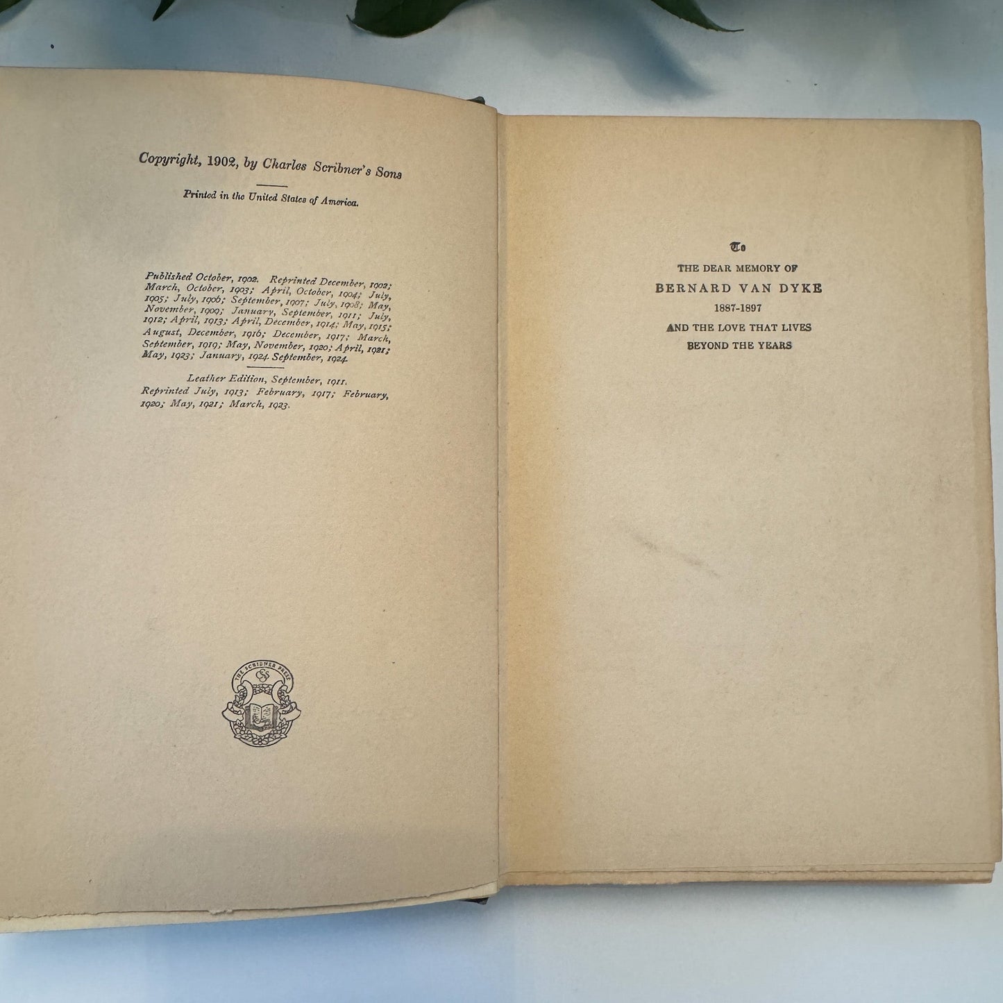 The Blue Flower, Henry Van Dyke, 1924, Navy Blue Ornate Floral Hardcover - Pretty Old Books