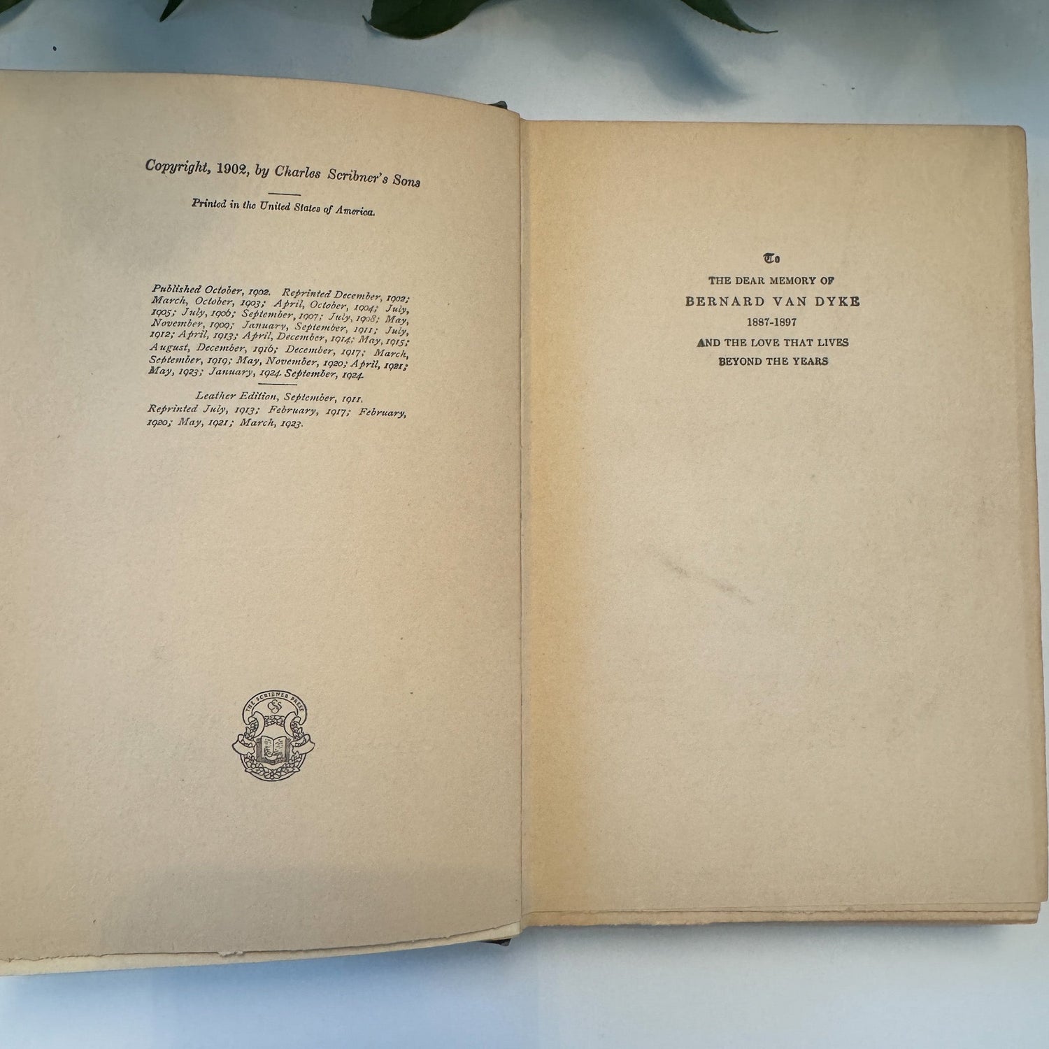 The Blue Flower, Henry Van Dyke, 1924, Navy Blue Ornate Floral Hardcover - Pretty Old Books