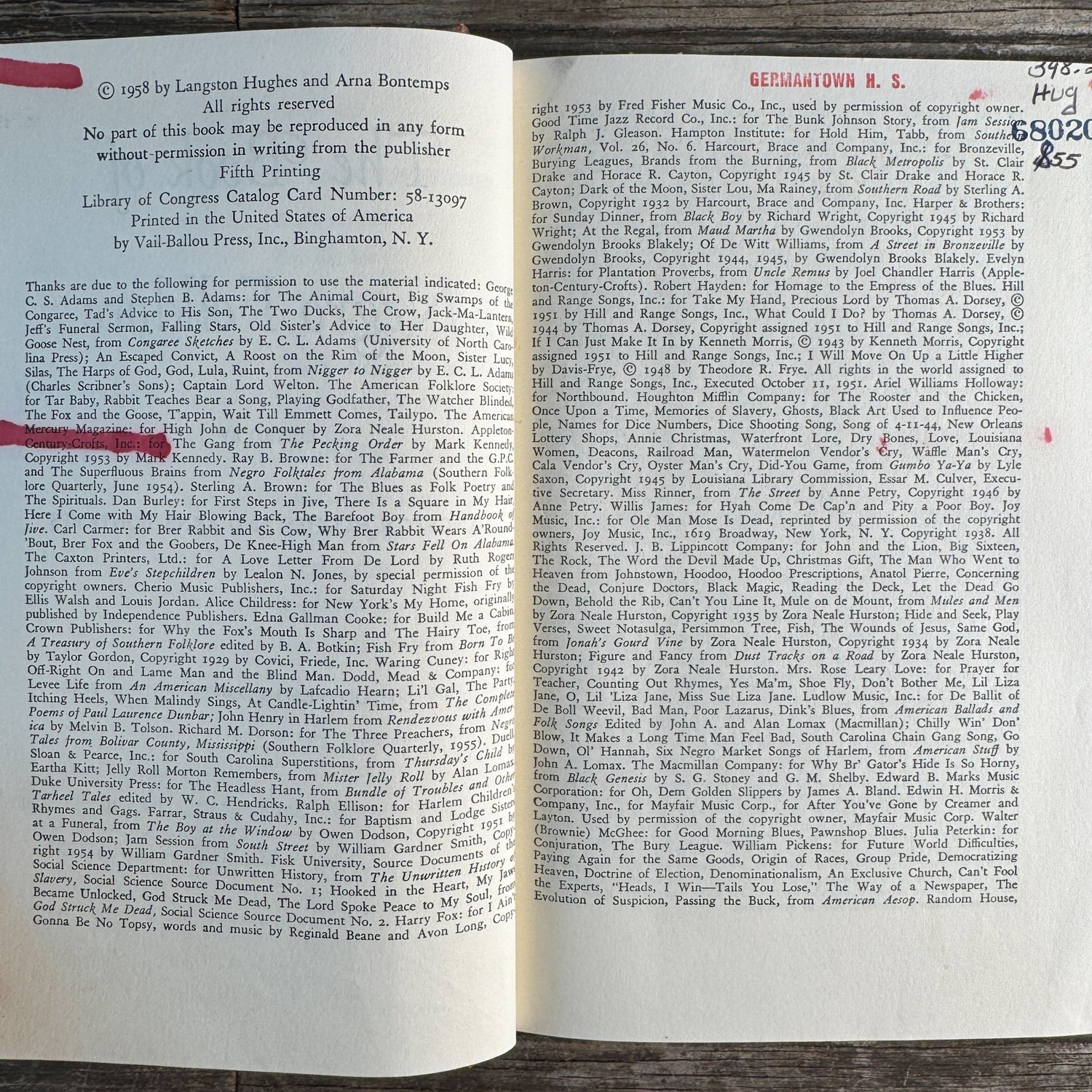 The Book of Negro Folklore, Langston Hughes and Arna Bontemps, 1958 - Pretty Old Books