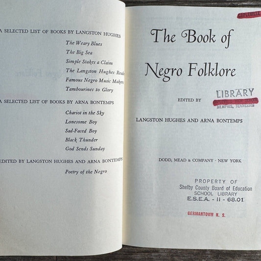 The Book of Negro Folklore, Langston Hughes and Arna Bontemps, 1958 - Pretty Old Books