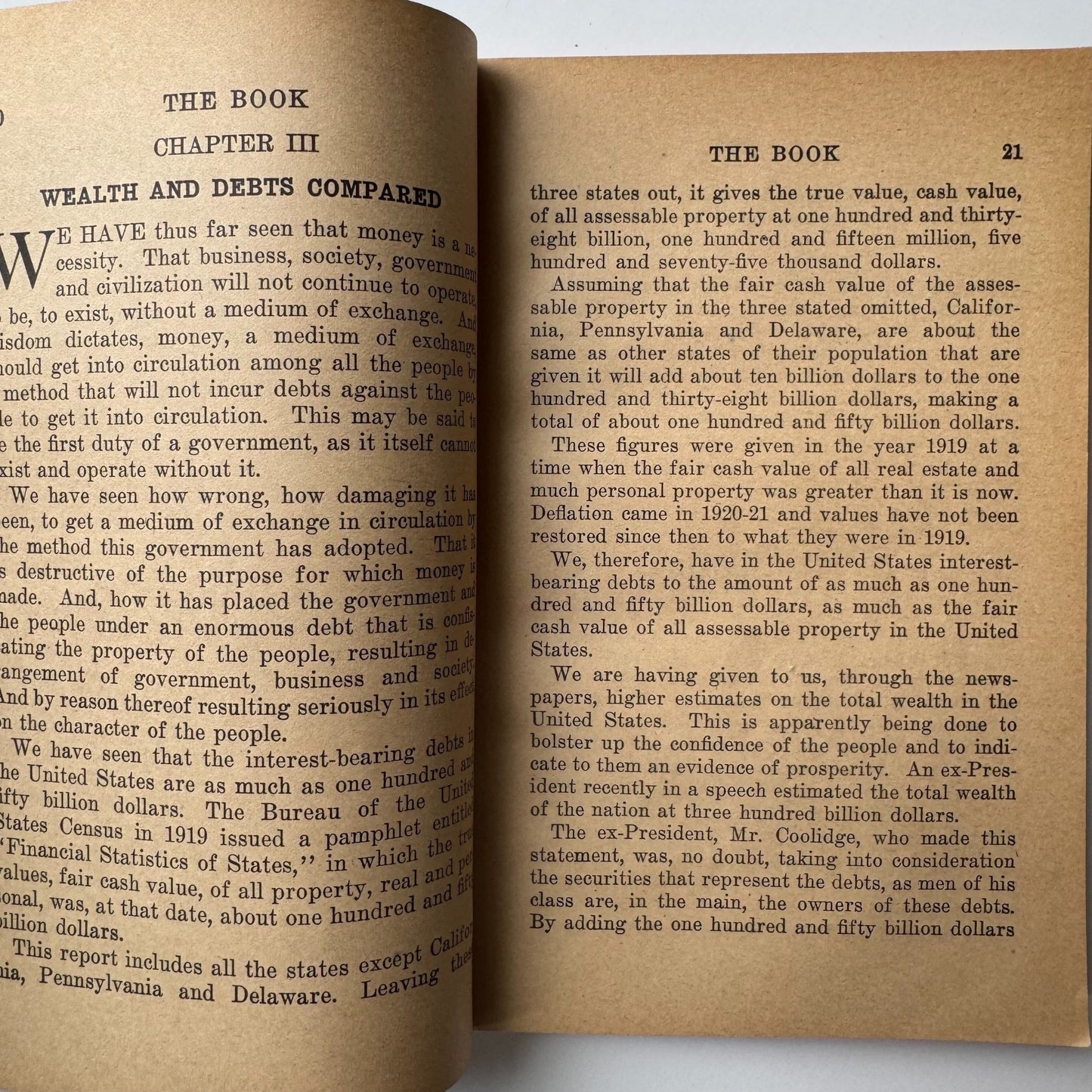 The Book, W.H. Harvey Treatise on Economic Failure, Coin's Financial School, 1930 Paperback (Copy) - Pretty Old Books