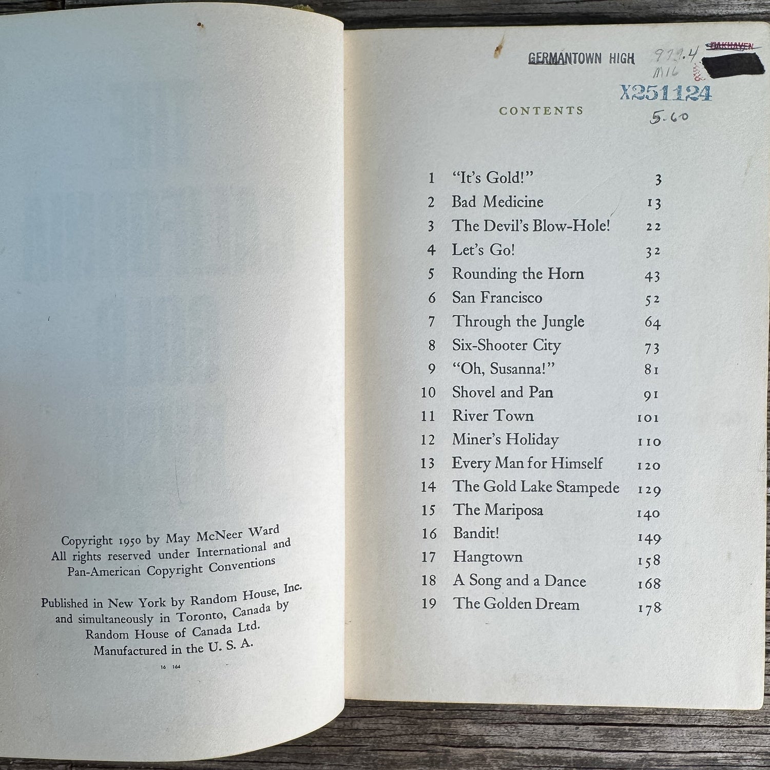 The California Gold Rush, May McNeer, 1950, Landmark Books Edition - Pretty Old Books