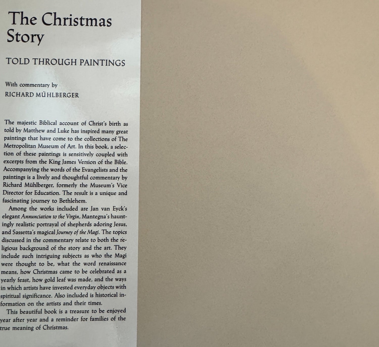 The Christmas Story Told Through Paintings, Metropolitan Museum of Art, 1990 - Pretty Old Books