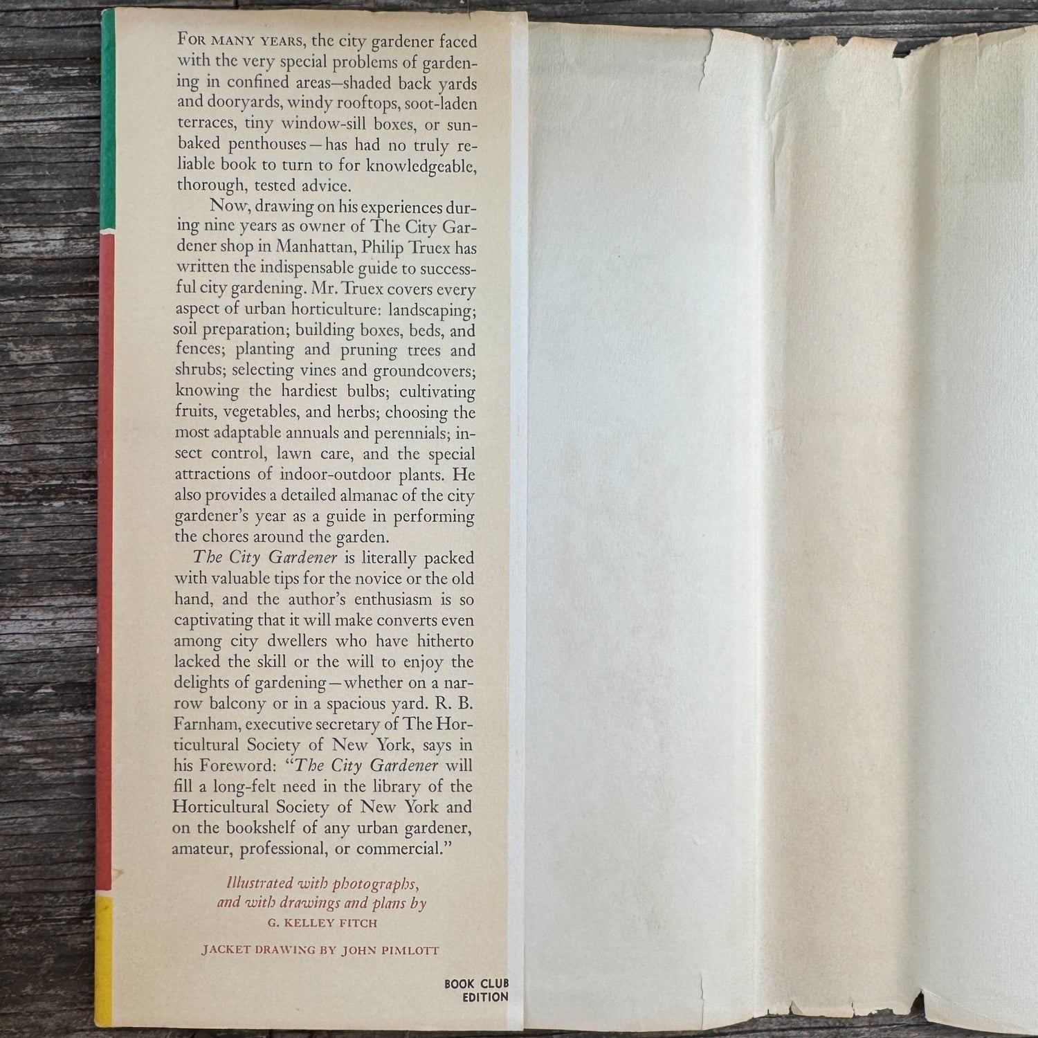 The City Gardener, 1964, Philip Truex, Illustrated 1st Ed Book Club - Pretty Old Books