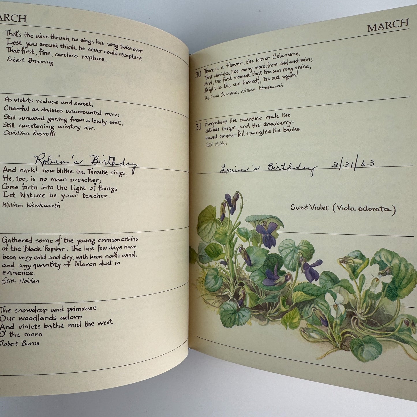 The Country Diary of an Edwardian Lady Birthday Book, Edith Holden, 1977 - Pretty Old Books