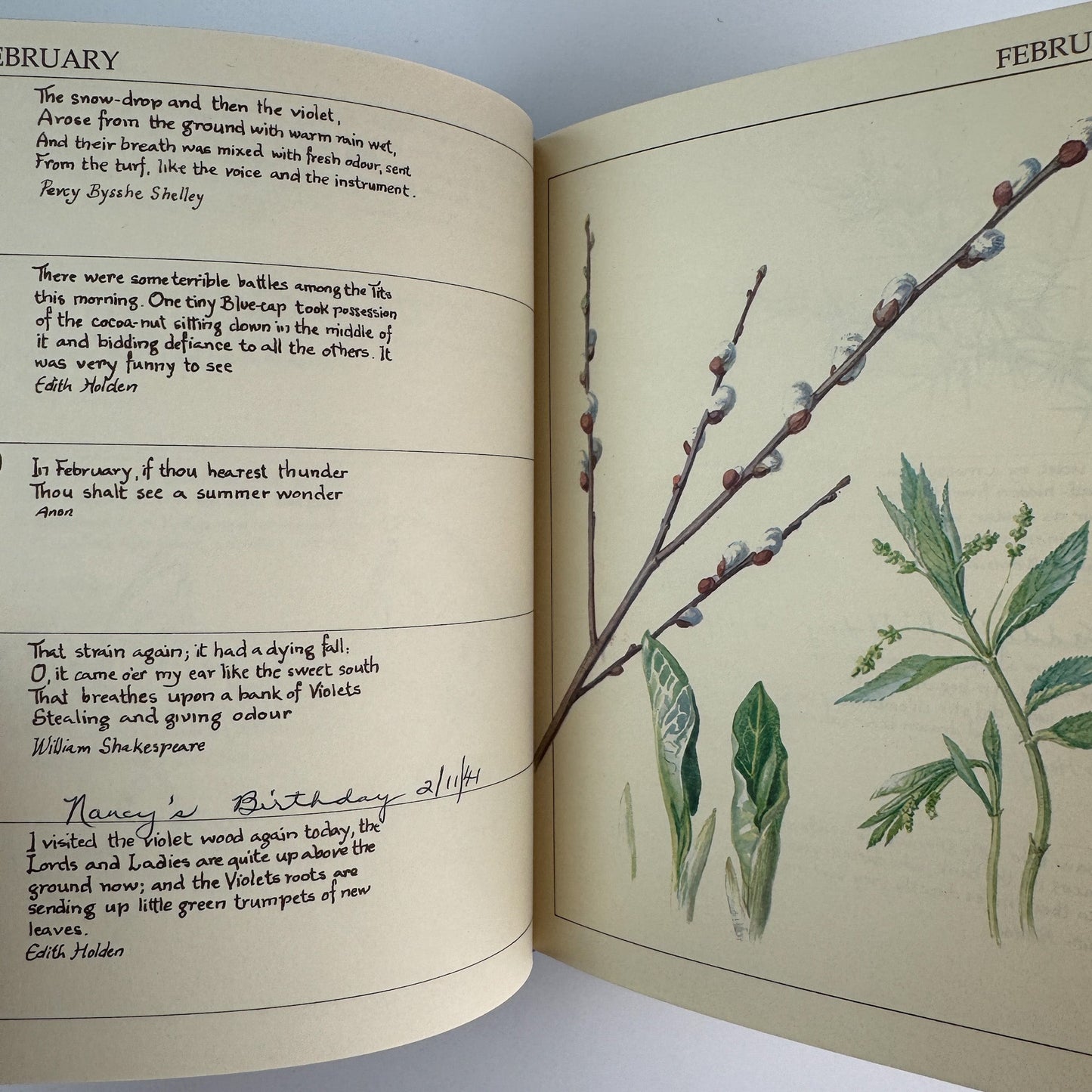 The Country Diary of an Edwardian Lady Birthday Book, Edith Holden, 1977 - Pretty Old Books